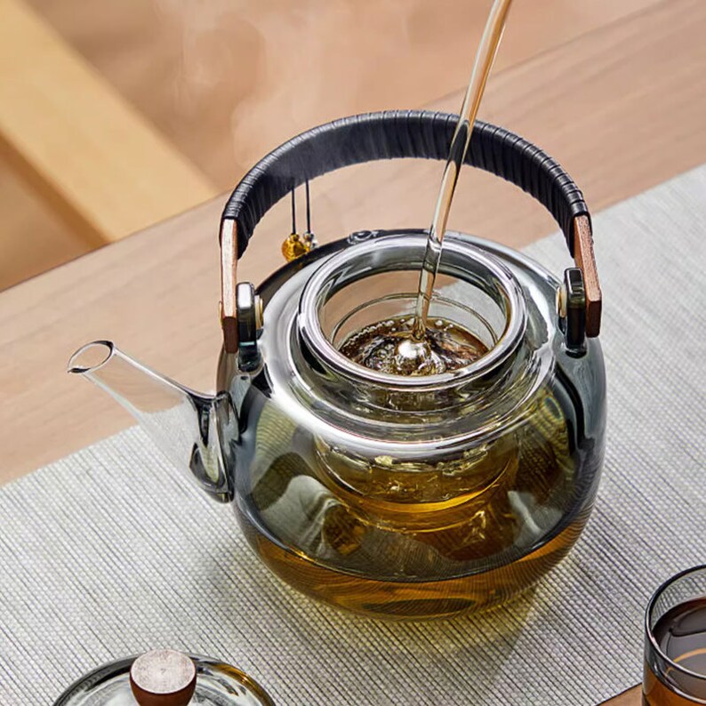Glass Teapot Thickened Heatresistant Teapot Steaming and Cooking Dual