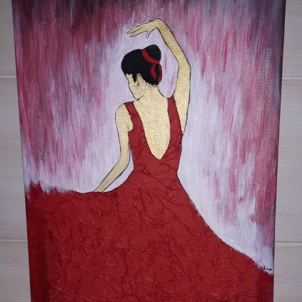 Gemälde Frau in rotem Kleid Ballerina