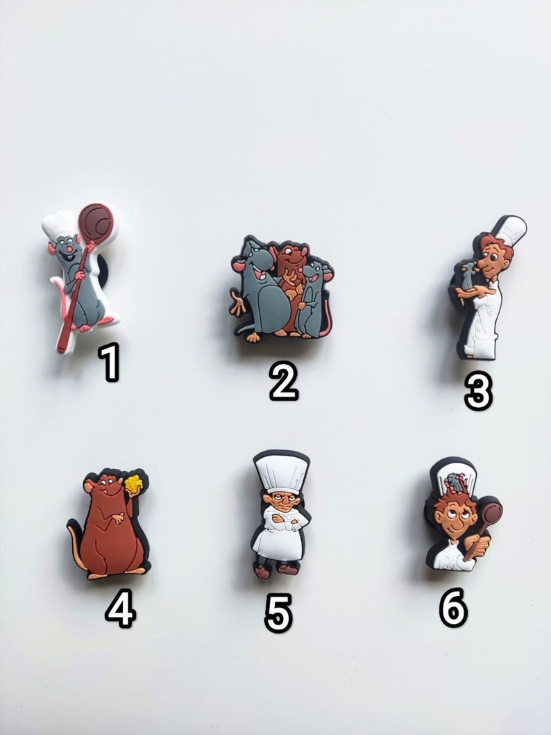 Kawaii Ratatouille Croc Shoe Charms,y2k Anime Mouse and Chef Croc