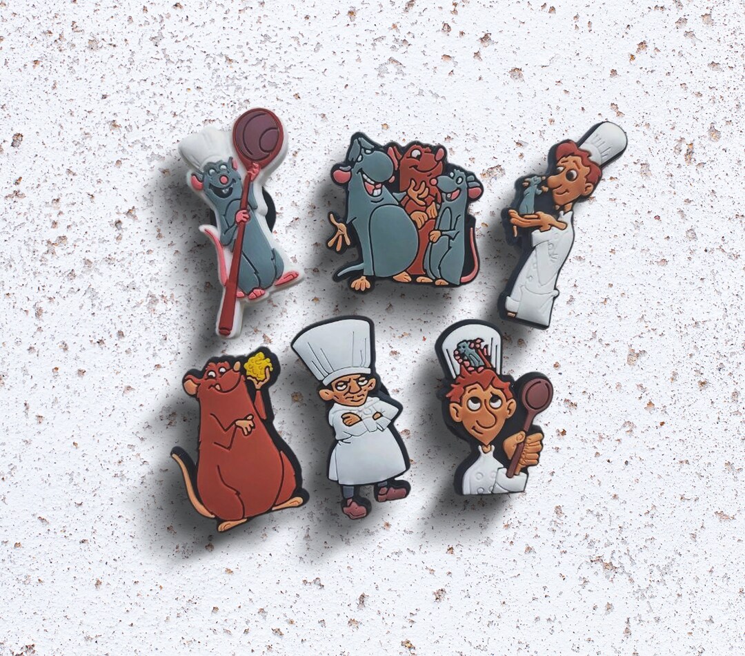Kawaii Ratatouille Croc Shoe Charms,y2k Anime Mouse and Chef Croc
