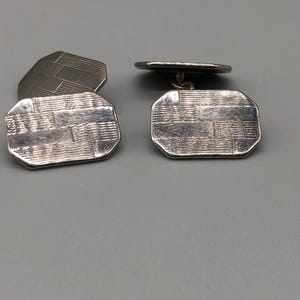 Vintage Silver Tone Textured Cufflinks | Vintage Rectangle Cufflinks | Abstract Textured Silver Tone Cufflinks | Men’s Jewellery | 1445