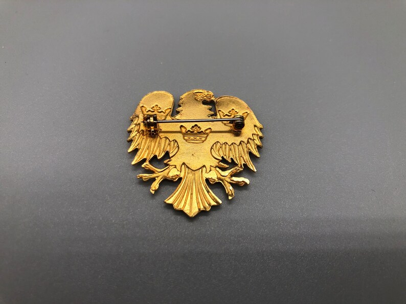 Eagle Bird Brooch Pin With Clear Austrian Crystals - Animal Theme, Alloy Metal, 3.15" Size