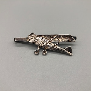 Vintage Silver Tone Aeroplane Tie Clip | Vintage Plane Tie Clip | Silver Tone Tie Clasp | Silver Tone Aeroplane Tie Clasp | 1260
