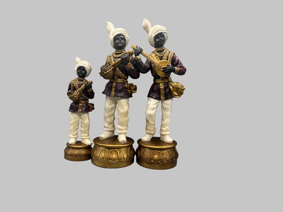 Vintage Music Band Figurines | Blackamoor Figurine | Black Musician Ornament | Musicians Ornaments