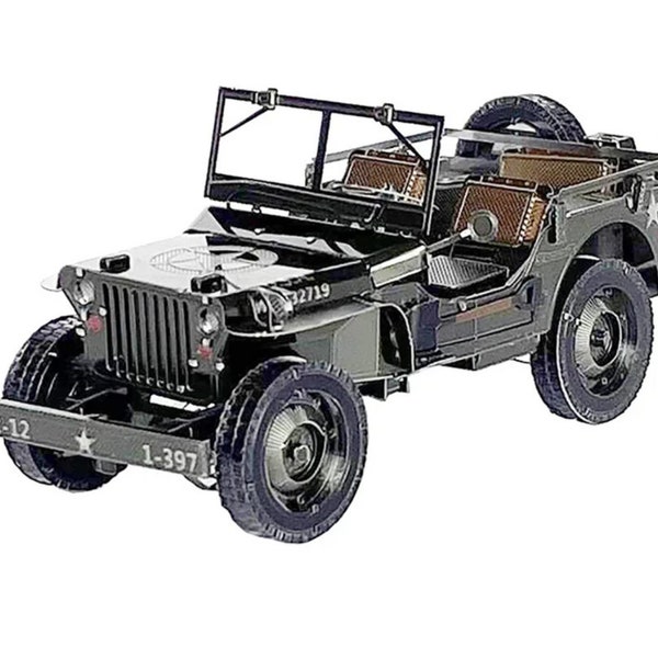 World War II Military Willys MB Jeep Metal Model Kit 3D Puzzle Craft Gift Laser Cut Puzzles Jigsaw Hobby Gift for Car Lover