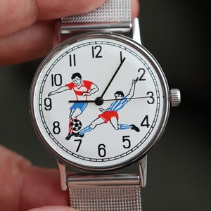 Vintage dunne Luch 2209 voetbal, mechanisch horloge, retro herenhorloge, herencadeau, cadeau voor echtgenoot horloge. KERSTCADEAU