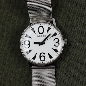 Watch Raketa Quartz ZERO, Real 0 wrist watch, white Rocket watch.