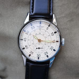 Vintage mens watch Pobeda Big Aviation, Military watch, Mechanical watch, Gift for men, Vintage jewelry, Gift for him, Pilot watch