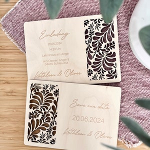 Einladungskarte Hochzeit / Einladung zur Hochzeit / Safe the Date Karte aus Holz / Holzkarte / Einladungen / Hochzeitseinladung aus Holz