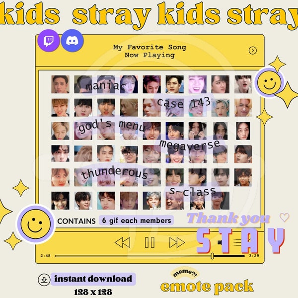 Stray Kids 53 Gif Emotes Pack | Discord Server | Twitch Channel | KPOP | STAY | SKZ | Animated | Meme | Funny | Digital | Instant Download