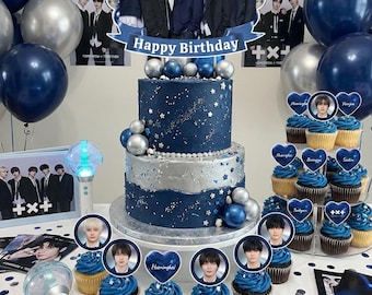 Personalized TXT Cake Topper & Cupcake Toppers | Custom Greetings | Pick Your Bias | Kpop Birthday Decor | Digital Printable File