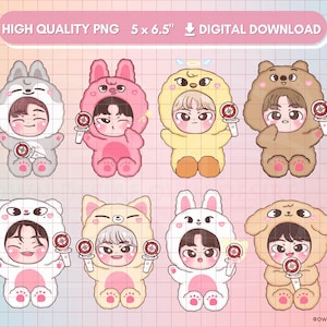 Stray Kids Png Vector Files, Skzoo Cute Chibi | Digital Kpop Star Stickers | Printable Clipart, Decals, Sublimation, Vinyl, Logo Shirt Merch