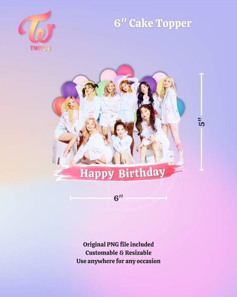 Printable TWICE Birthday Cake Topper Free Cupcake Toppers Kpop Party ...