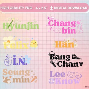 Stray Kids Png Vector Files, Skzoo Cute Names | Digital Kpop Star Stickers | Printable Clipart, Decals, Sublimation, Vinyl, Logo Shirt Merch