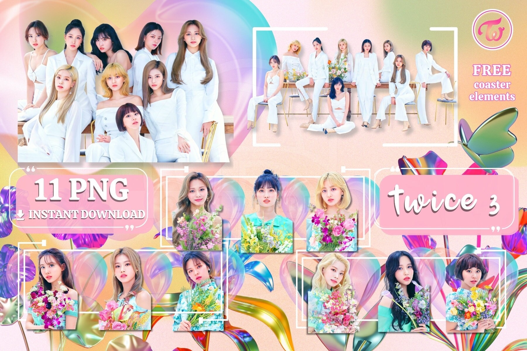 TWICE Kpop PNG Files: Digital Art, Instant Download - Etsy