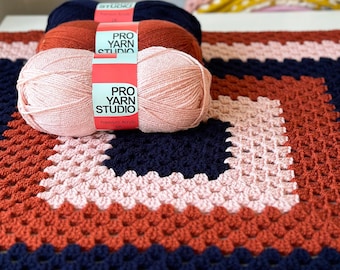 Beginner Crochet Kit: Granny Square Blanket with Soft Machine Washable DK Yarn
