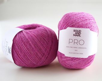 Pop Pink Lambswool Yarn: Lace & Sock Weight, 50g