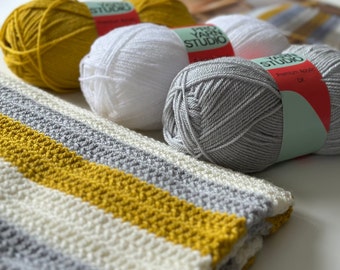 Easy Stripe Crochet Blanket Pattern: Beginner Tutorial (PDF Pattern)