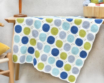 Spotty Granny Square Crochet Blanket Pattern: Easy Digital Download (PDF)