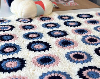Sunburst Flower Crochet Blanket Pattern: Easy UK Terms (PDF Download)