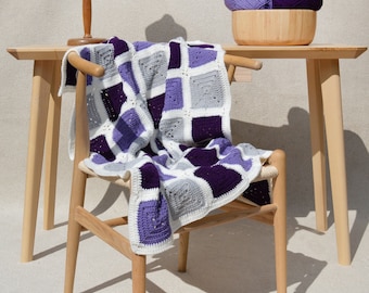 Granny Square Crochet Blanket Pattern: Easy Three-Color Design (PDF Pattern)