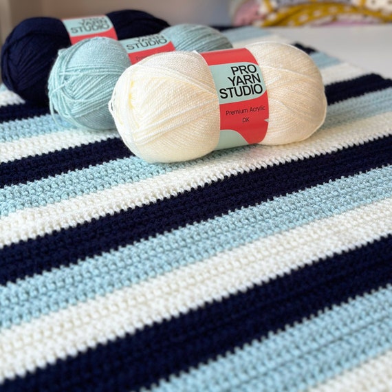 Beginner Crochet Blanket Kit: Acrylic Yarn, Hook & Pattern
