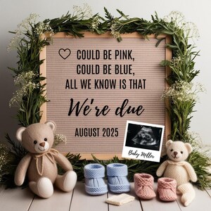 Digital Pregnancy Announcement, Editable Baby Announcement Social Media, Pregnancy Reveal, Baby Surprise Reveal Gender, Neutral, Boho