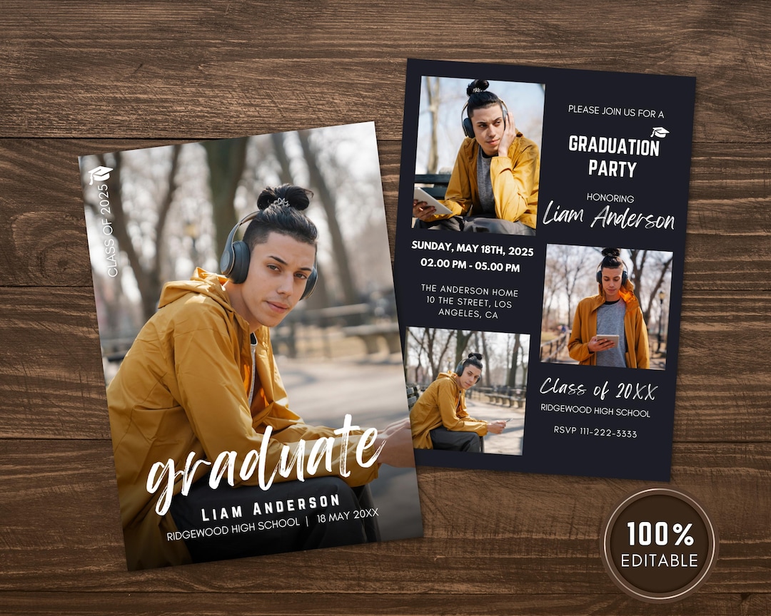 Canva Editable Graduation Template, Downloadable Photo Card Template ...