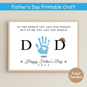 Printable Fathers Day Handprint Craft, Handprint Art, Dad Birthday Handprint, Dad Birthday Gift,  DIY Craft for Dad, Printable Dad Gift