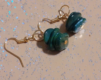 Emerald Shores: Handcrafted Green Sea Glass Earrings