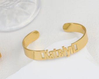 Custom Name Bracelet , Women Name Cuff Bangle , Gold Name Bracelet , Personalized Name Bangle Bracelet , Baby Bangle , Jewelry Gift For Her