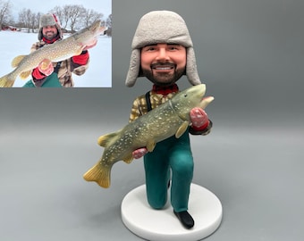 Custom fisherman bobblehead,fishing expert bobbleheads,fisherman sculptures,personalised fisherman exclusive souvenir/award,fisherman gifts.