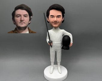 Custom personalized fencing bobblehead statues, great gifts for fencing enthusiasts, fencing gifts, Christmas fencing decorations
