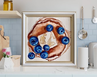 Pancakes Painting Kitchen Wall Art Pancake Impasto Semi Abstract