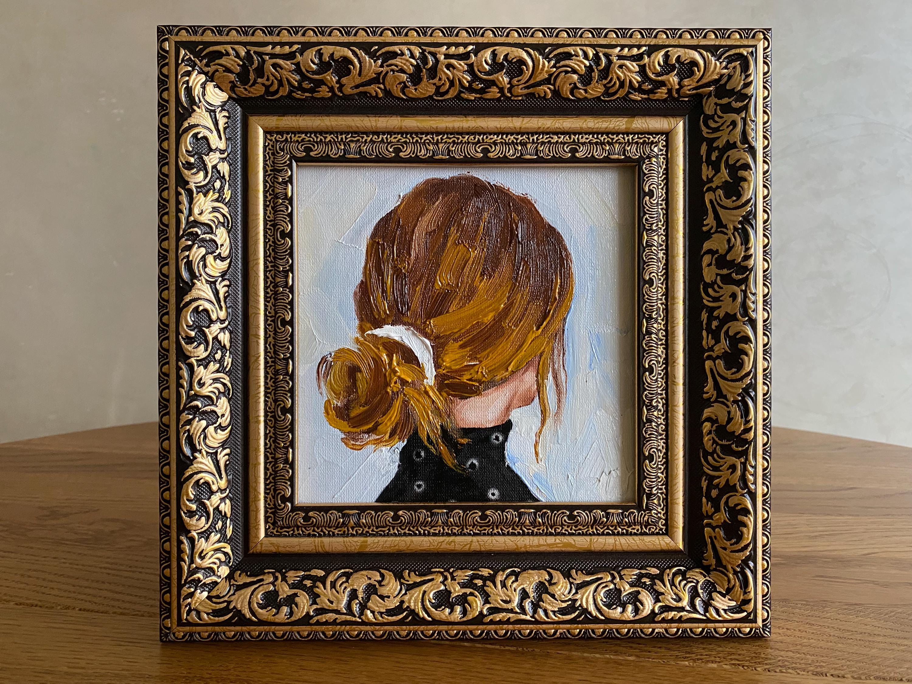 オリジナル油絵：女性の肖像画、6x6インチ、ラプチンスカ作 - Etsy 日本