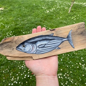 Original Sardine Oil Painting on Wood: Kitchen Still Life Art