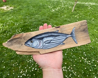 Original Sardine Oil Painting on Wood: Kitchen Still Life Art