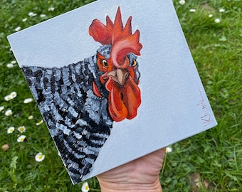 Peinture à l'huile de coq décoration de cuisine de ferme, oeuvre