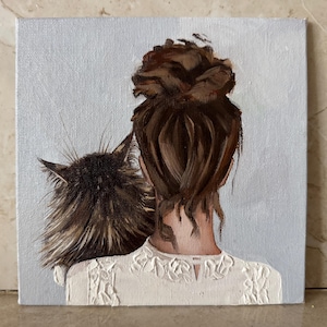 Retrato de mascota por encargo a partir de una foto, pintura al óleo original sobre lienzo, arte de retrato personalizado, regalo único pintado a mano para dueños de mascotas, miniatura