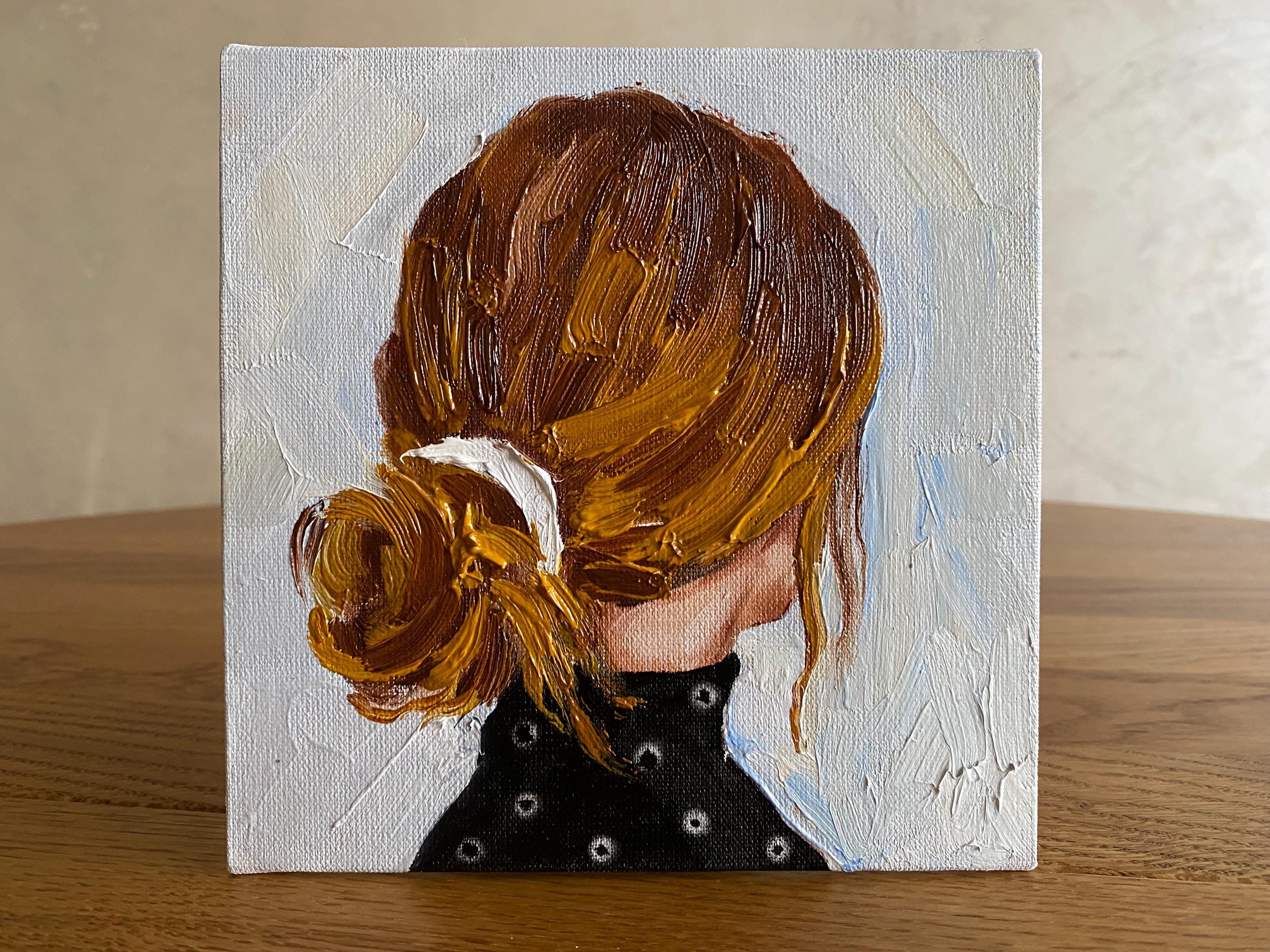 オリジナル油絵：女性の肖像画、6x6インチ、ラプチンスカ作 - Etsy 日本