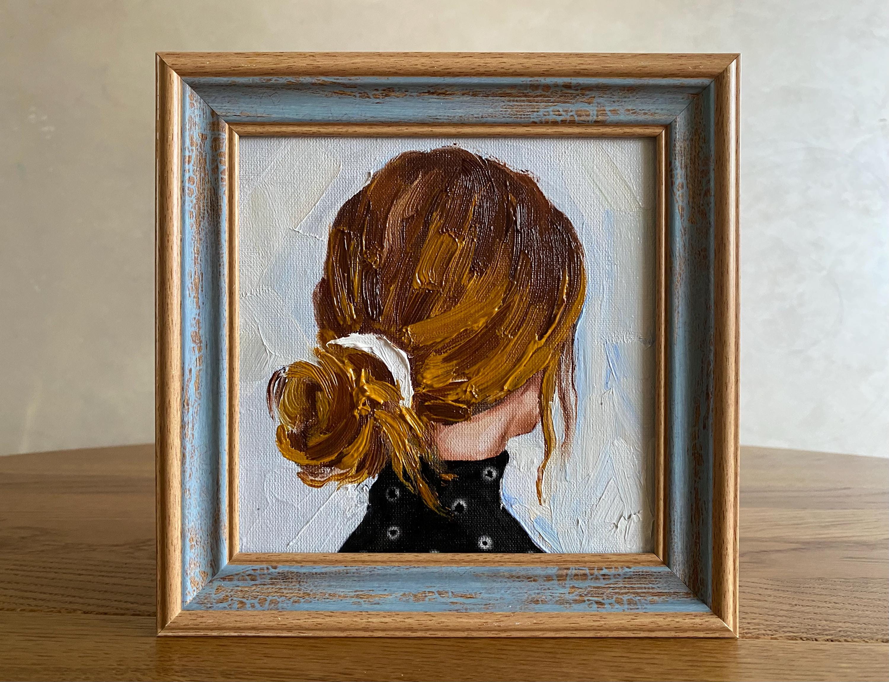 オリジナル油絵：女性の肖像画、6x6インチ、ラプチンスカ作 - Etsy 日本