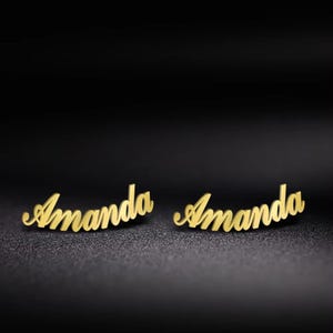 Custom Name Earrings - Personalized Stainless Steel Initial Studs for Women - Nameplate Jewelry Gift
