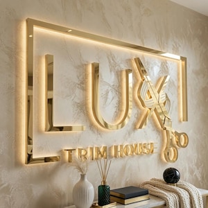 3D Metal Backlit Sign, Light up LED Sign, Beauty Salon Sign, Illuminated Letters, Halo lit Sign, Storefront Sign, Spa Sign, Custom Shop Sign