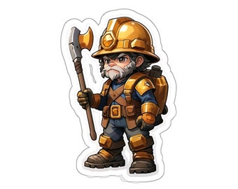 Sticker | Decal | Gnome with Mining Equipment Sticker - Adorable Fantasy Decal | fantasy sticker for laptop