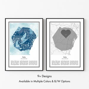 Wells Maine Map Poster, Minimalist Wall Art Print in Black & White or Color, Modern Travel Map Home Decor Gift