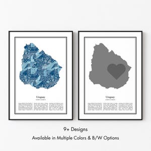 Uruguay Map Poster, Minimalist Wall Art Print in Black & White or Color, Modern Travel Map Home Decor Gift