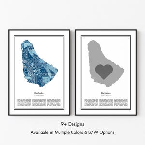 Barbados Map Poster, Minimalist Wall Art Print in Black & White or Color, Modern Travel Map Home Decor Gift