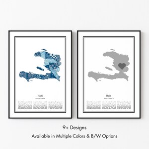 Haiti Map Poster, Minimalist Wall Art Print in Black & White or Color, Modern Travel Map Home Decor Gift