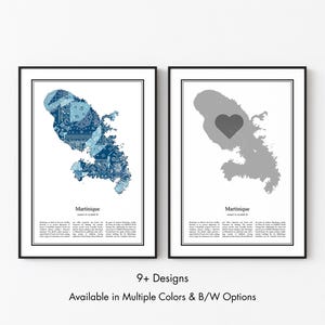 Martinique Map Poster, Minimalist Wall Art Print in Black & White or Color, Modern Travel Map Home Decor Gift