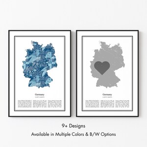 Germany Map Poster, Minimalist Wall Art Print in Black & White or Color, Modern Travel Map Home Decor Gift